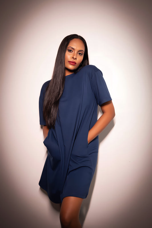 Classic Blue Oversized T-Shirt Dress