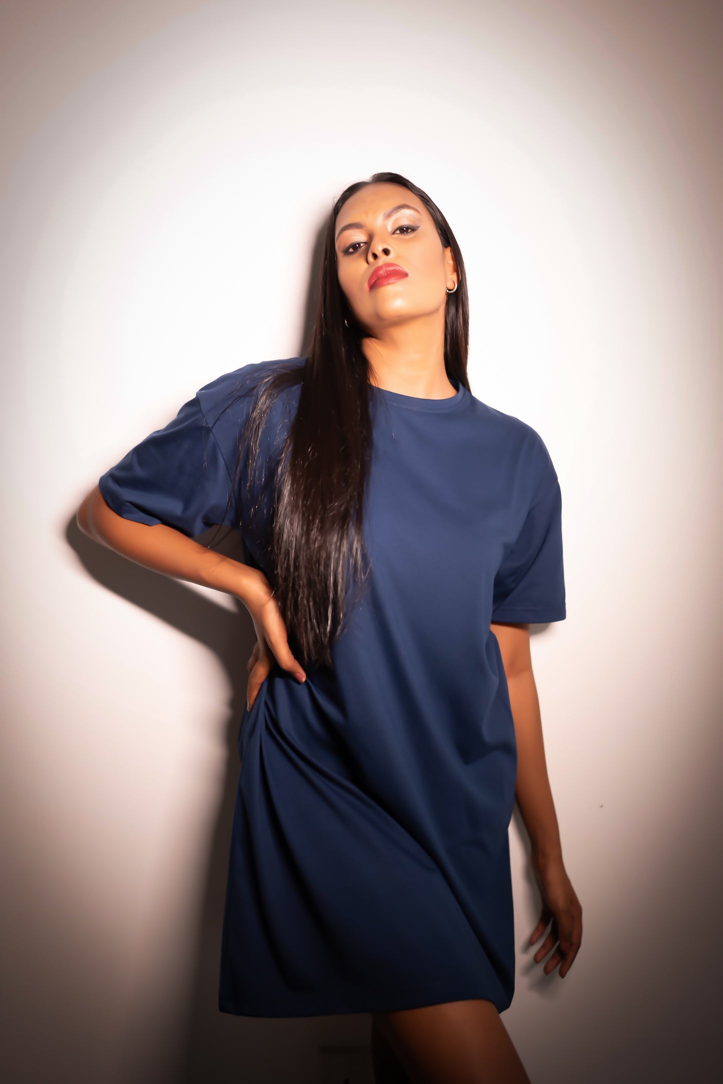 Classic Blue Oversized T-Shirt Dress