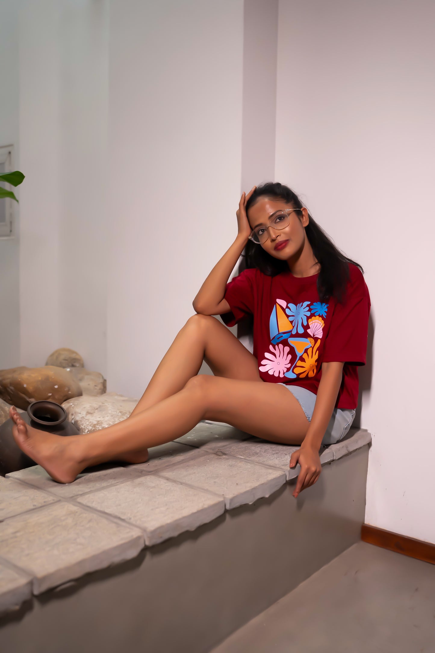 Bloom &amp; Breeze Cherry Red Printed Crop Top