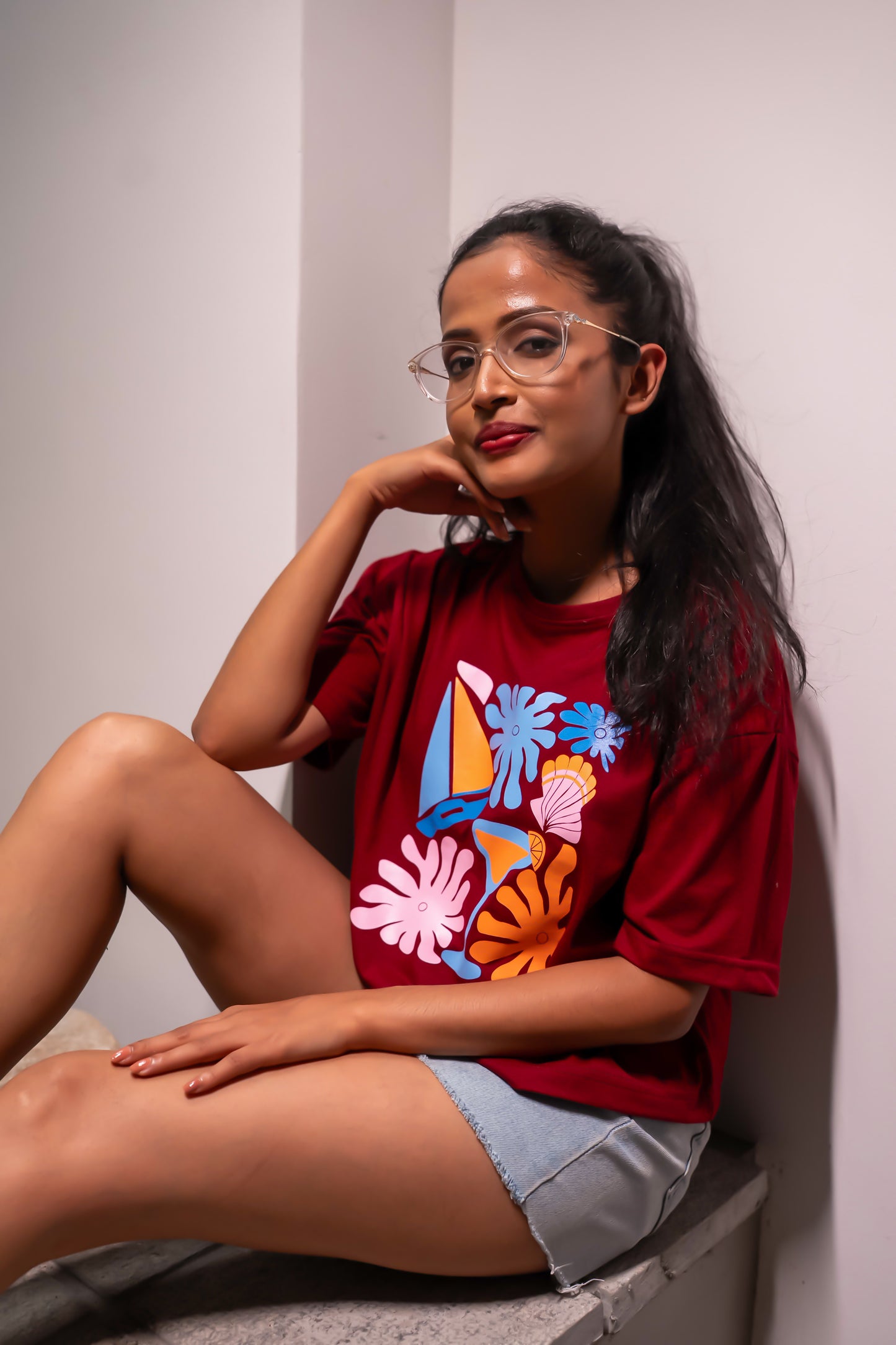 Bloom &amp; Breeze Cherry Red Printed Crop Top