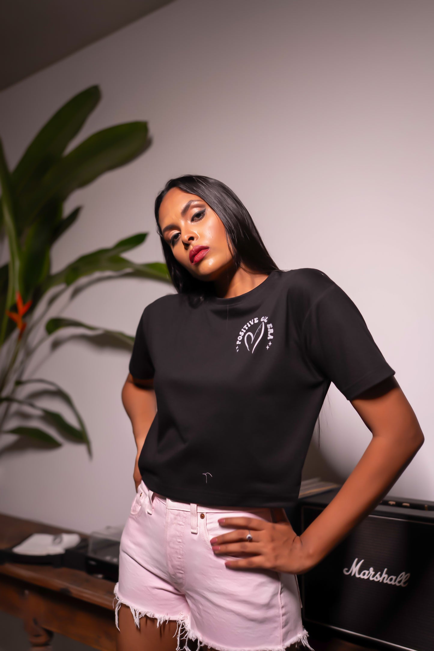 Black Cropped Top with “Positive Girl Era” Print (Front & Back)